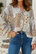 LDC Floral Patchwork Print Long Puff Sleeve Shirt