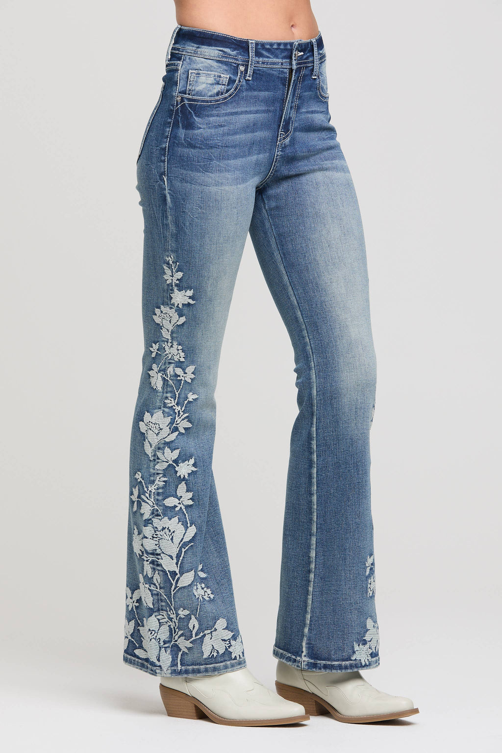 Floral Embroidery  High waist Flare | HL-52068SL