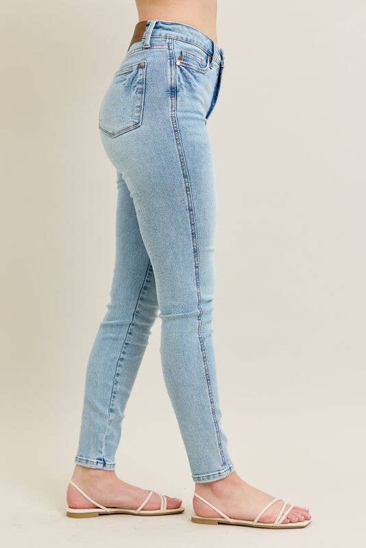 Mid Rise Tummy Control Vintage Wash Skinny