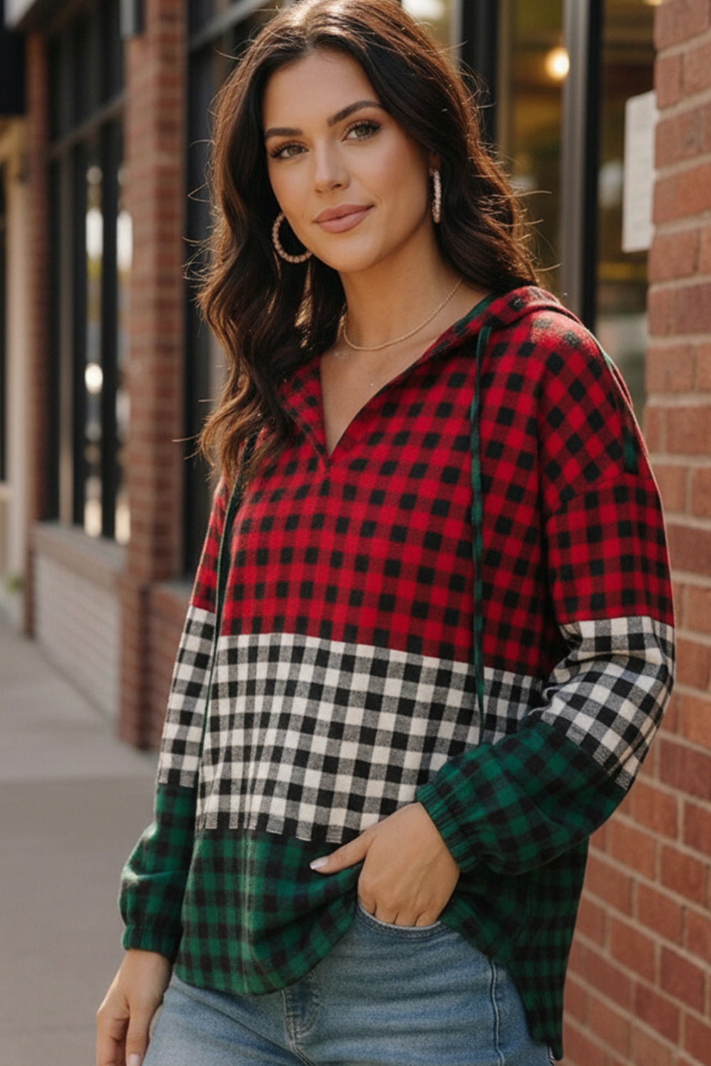 Holiday Cheer Check Hoodie