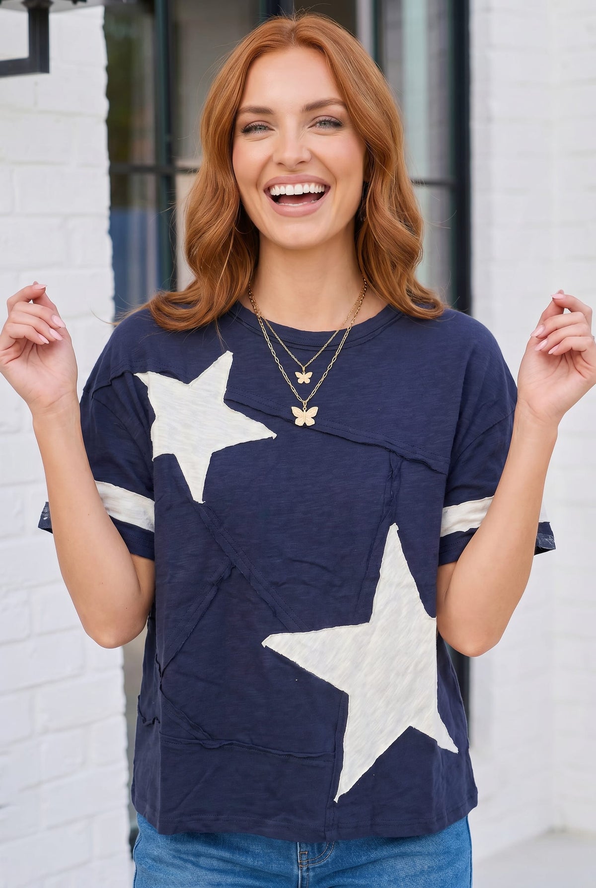 Star Power Navy Varsity Tee