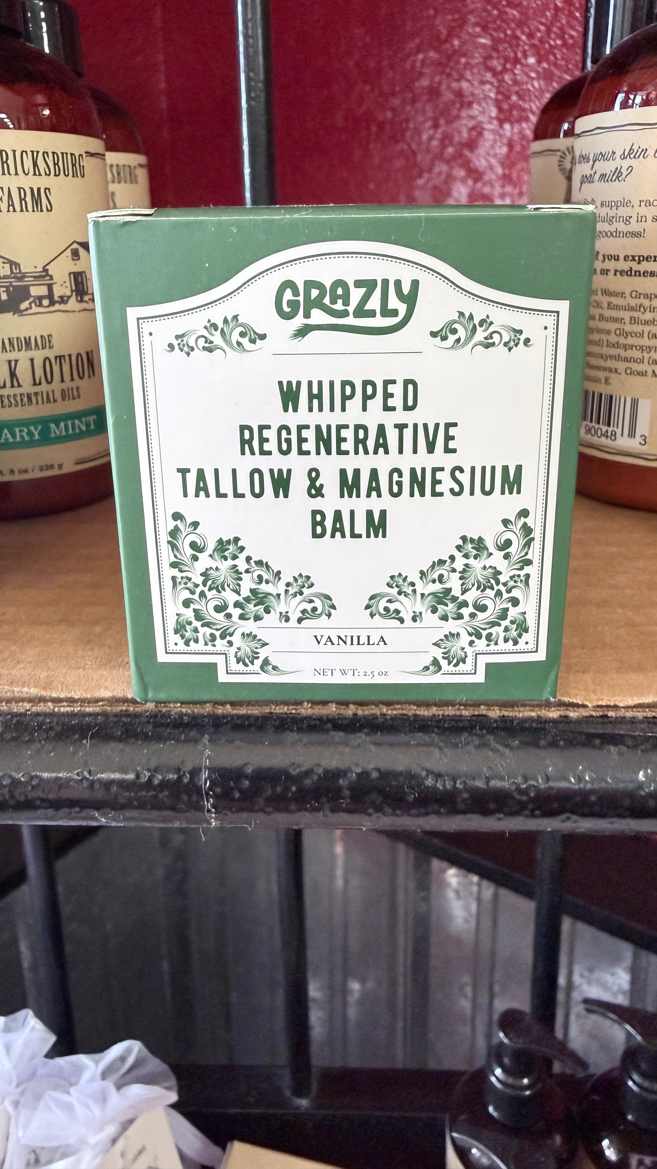 Grizzly whipped generative, tallow and magnesium balm in vanilla scent