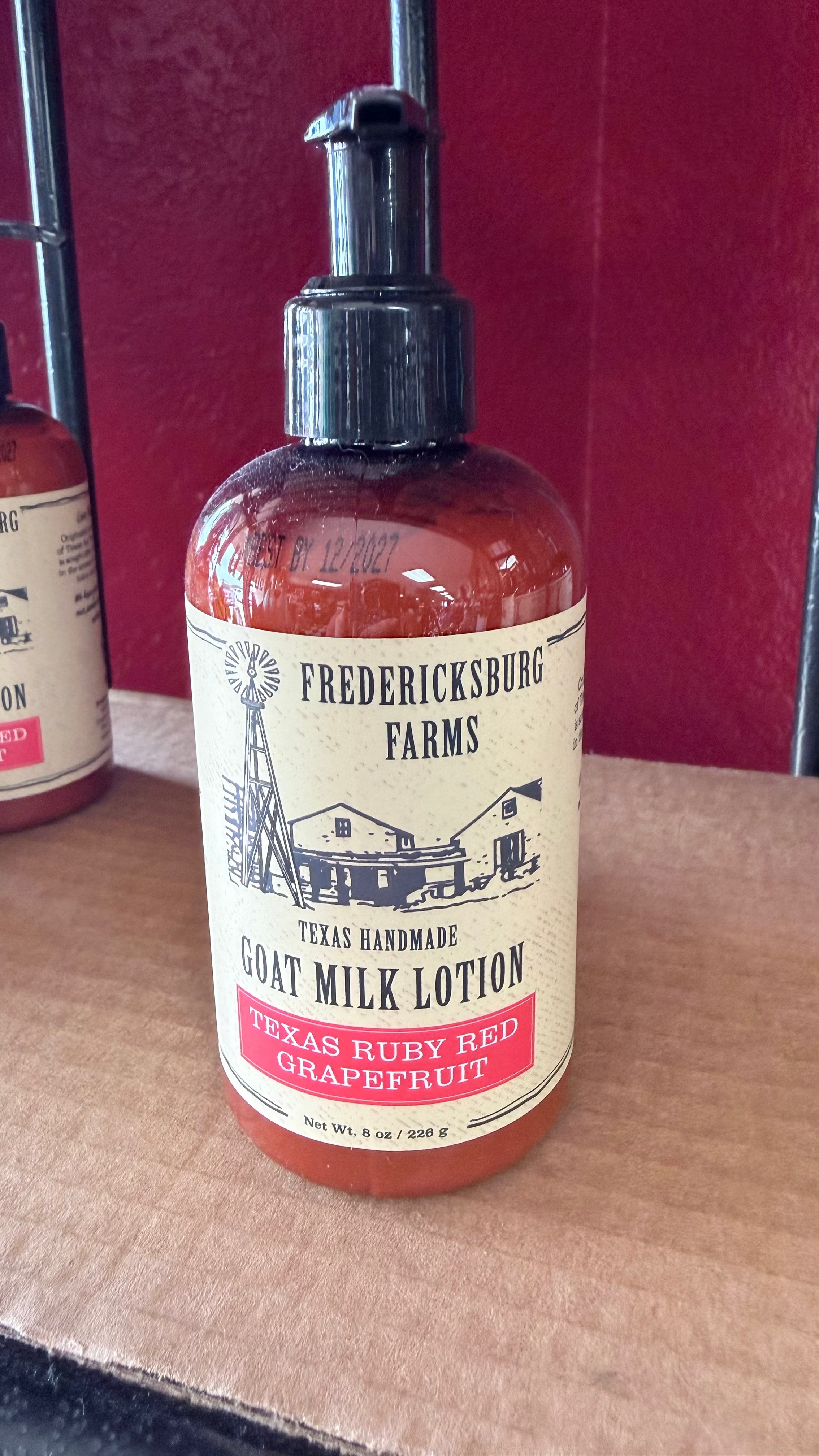 Fredericksburg Farms, Texas handmade goat milk lotion in Texas Ruby, red grapefruit