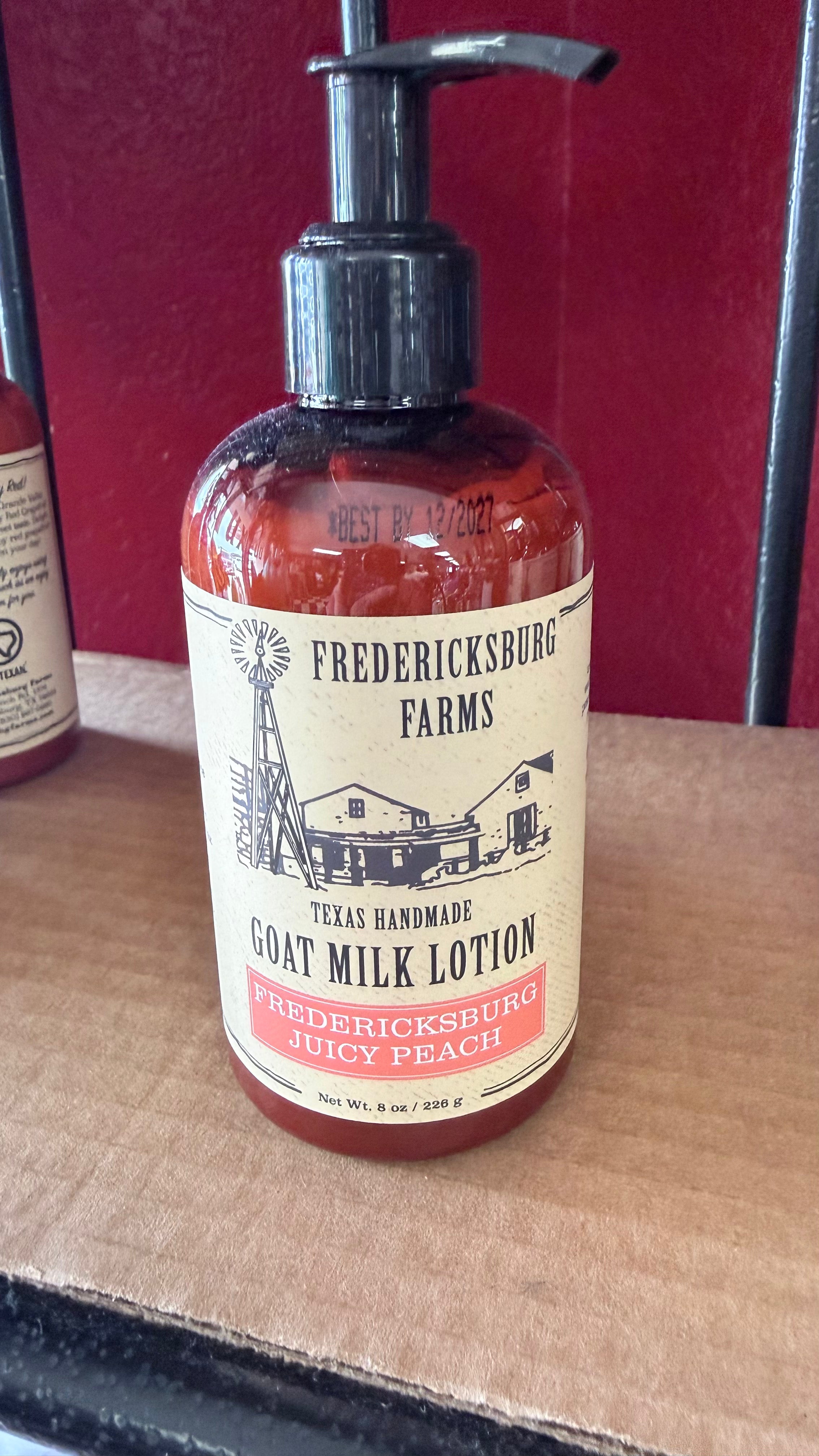 Fredericksburg Farms, Texas handmade goat milk lotion in Fredericksburg juicy peach