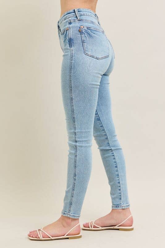 Mid Rise Tummy Control Vintage Wash Skinny