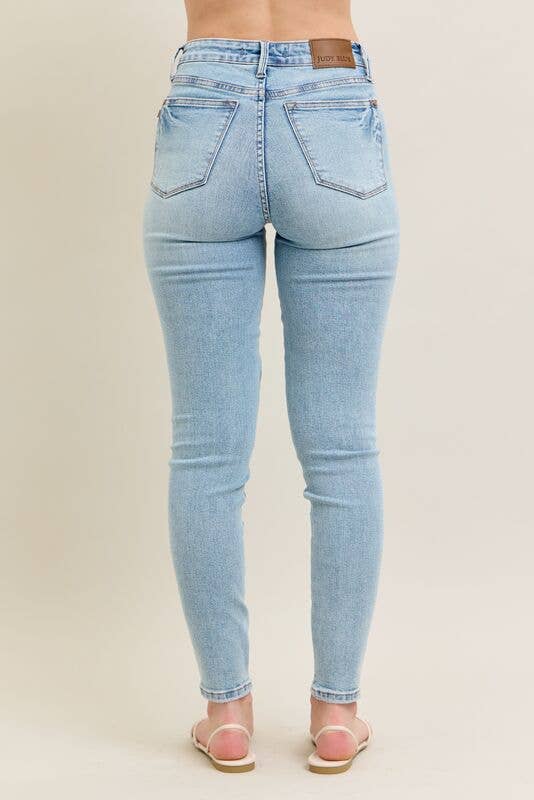 Mid Rise Tummy Control Vintage Wash Skinny