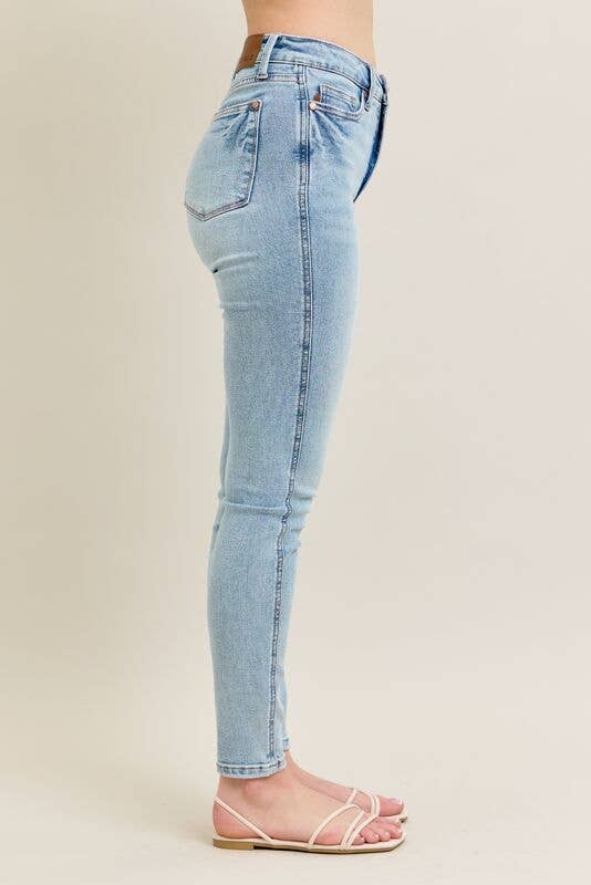 Mid Rise Tummy Control Vintage Wash Skinny